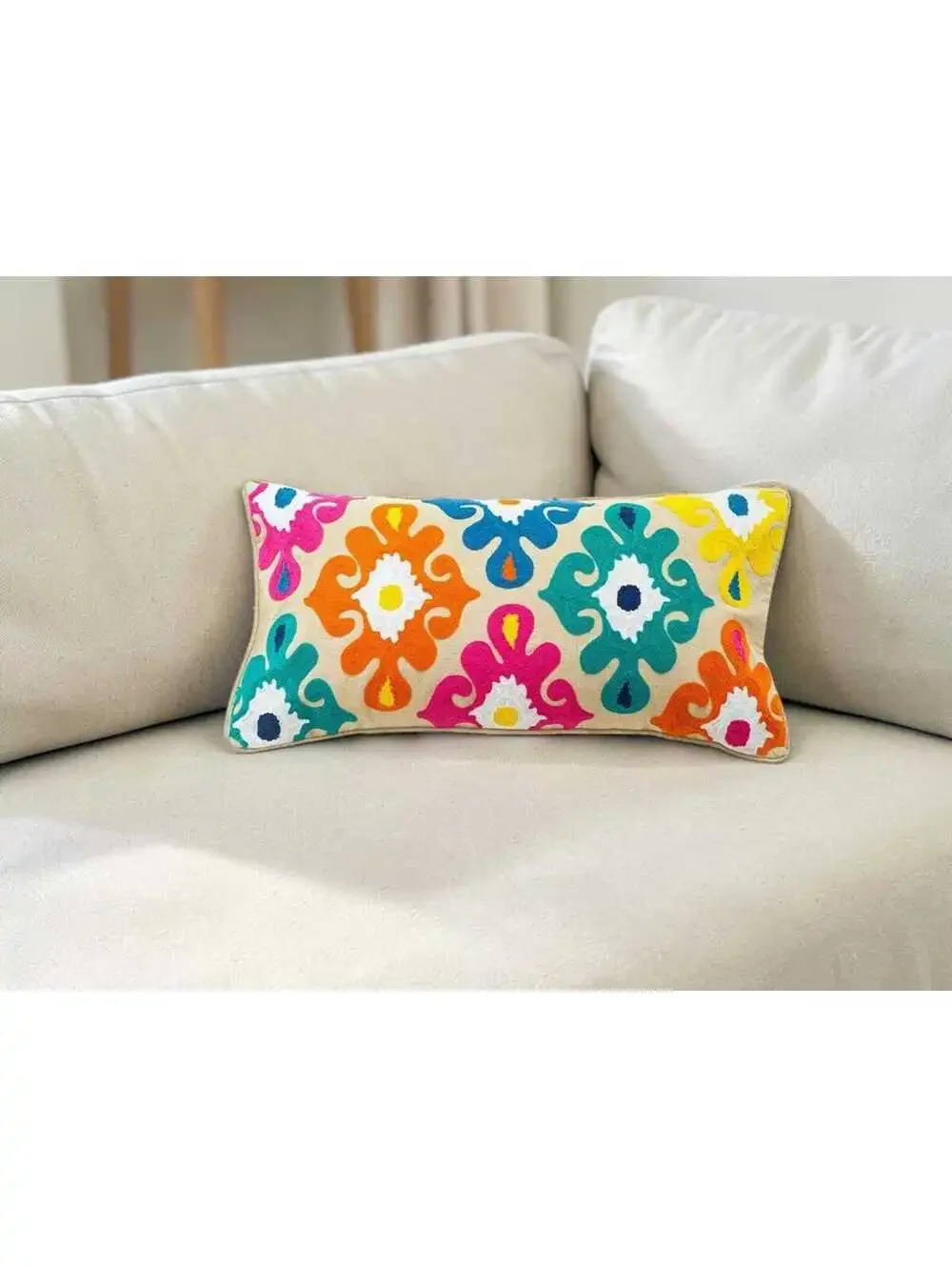 Handwoven Decorative Throw Pillow Covers - Bohemian Style, Multi-Color & Blue Ik